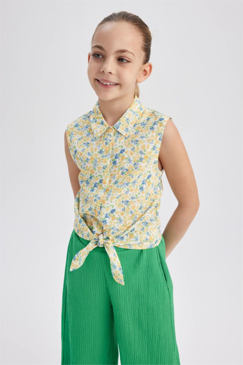 FILLES Jaune Chemise À Manches Courtes Coupe Classique