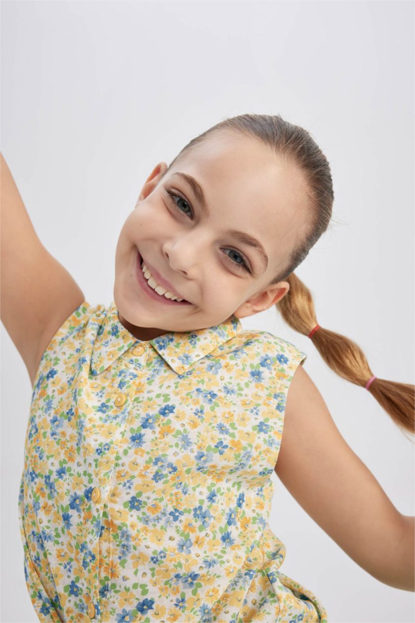 FILLES Jaune Chemise À Manches Courtes Coupe Classique