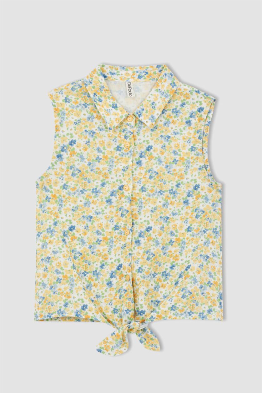 FILLES Jaune Chemise À Manches Courtes Coupe Classique