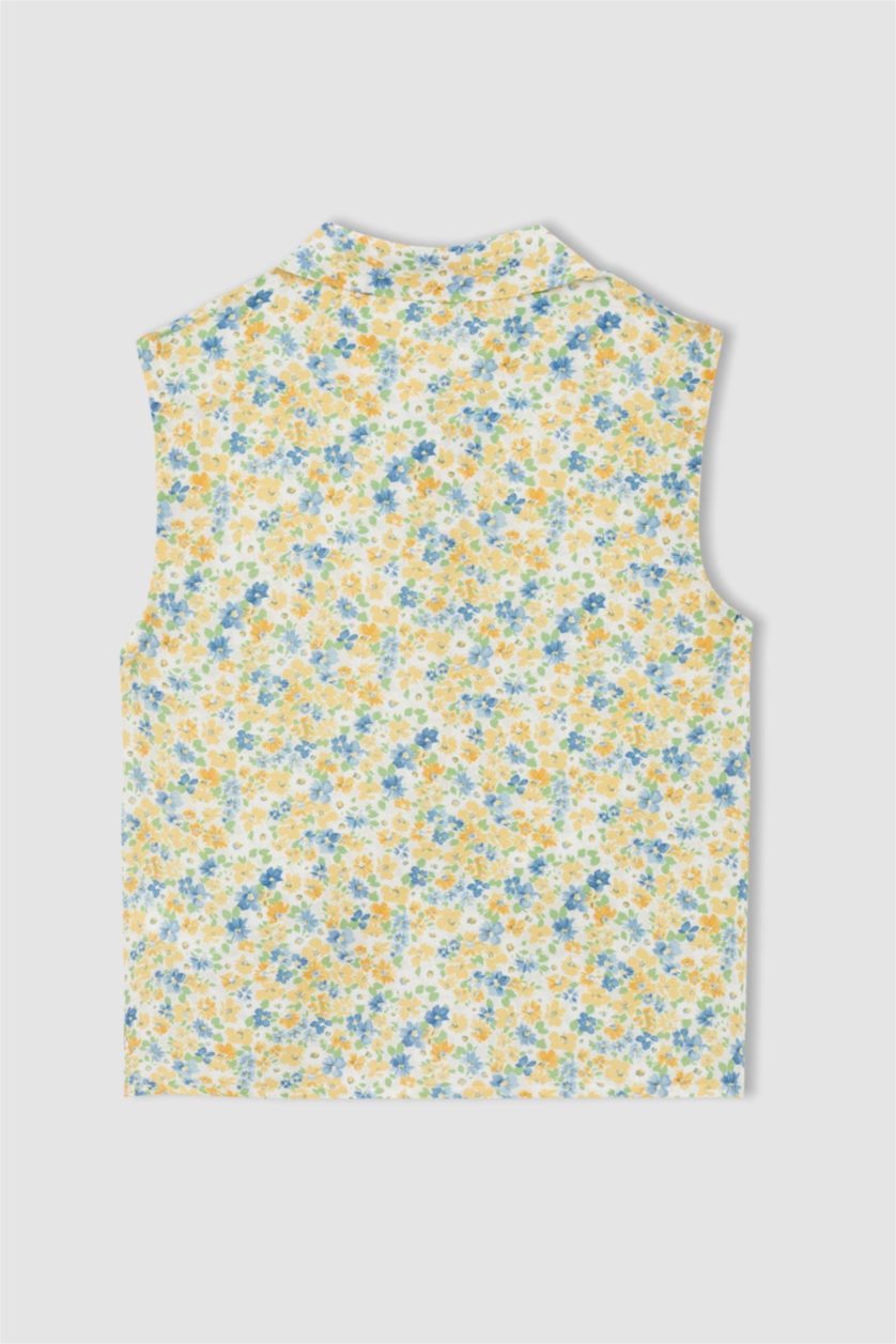 FILLES Jaune Chemise À Manches Courtes Coupe Classique