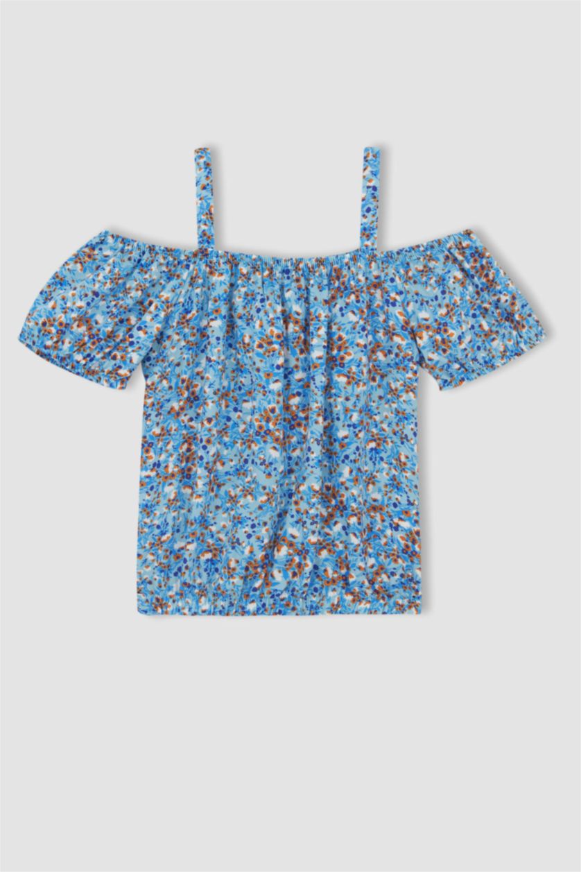 FILLES BLEU Clair Chemisier à bretelles à motifs pour fille