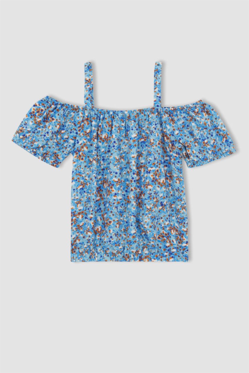 FILLES BLEU Clair Chemisier à bretelles à motifs pour fille