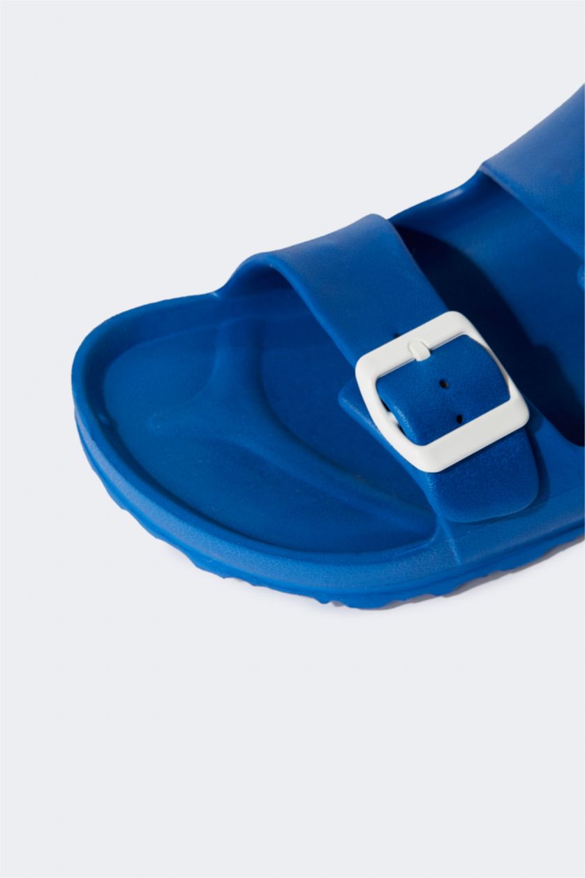 Erkek Çocuk - Genç Erkek Koyu Mavi Erkek Çocuk Eva Çift Bant Tokalı Terlik