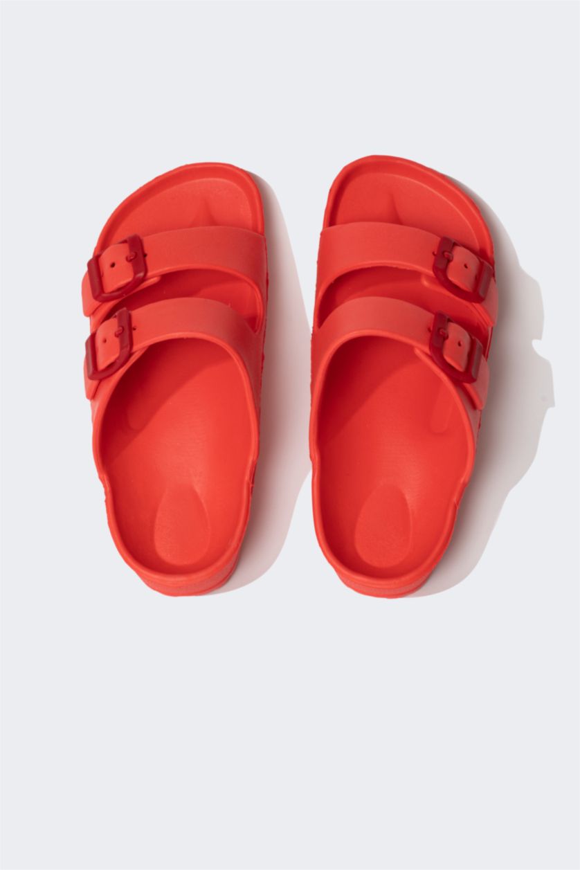 أولادي أحمر شبشب ولادي إيفا بكعب مسطح