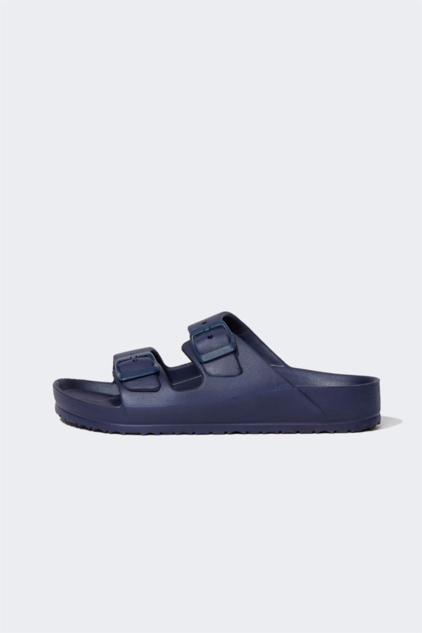 Erkek Çocuk - Genç Erkek Lacivert Erkek Çocuk Eva Çift Bant Tokalı Terlik