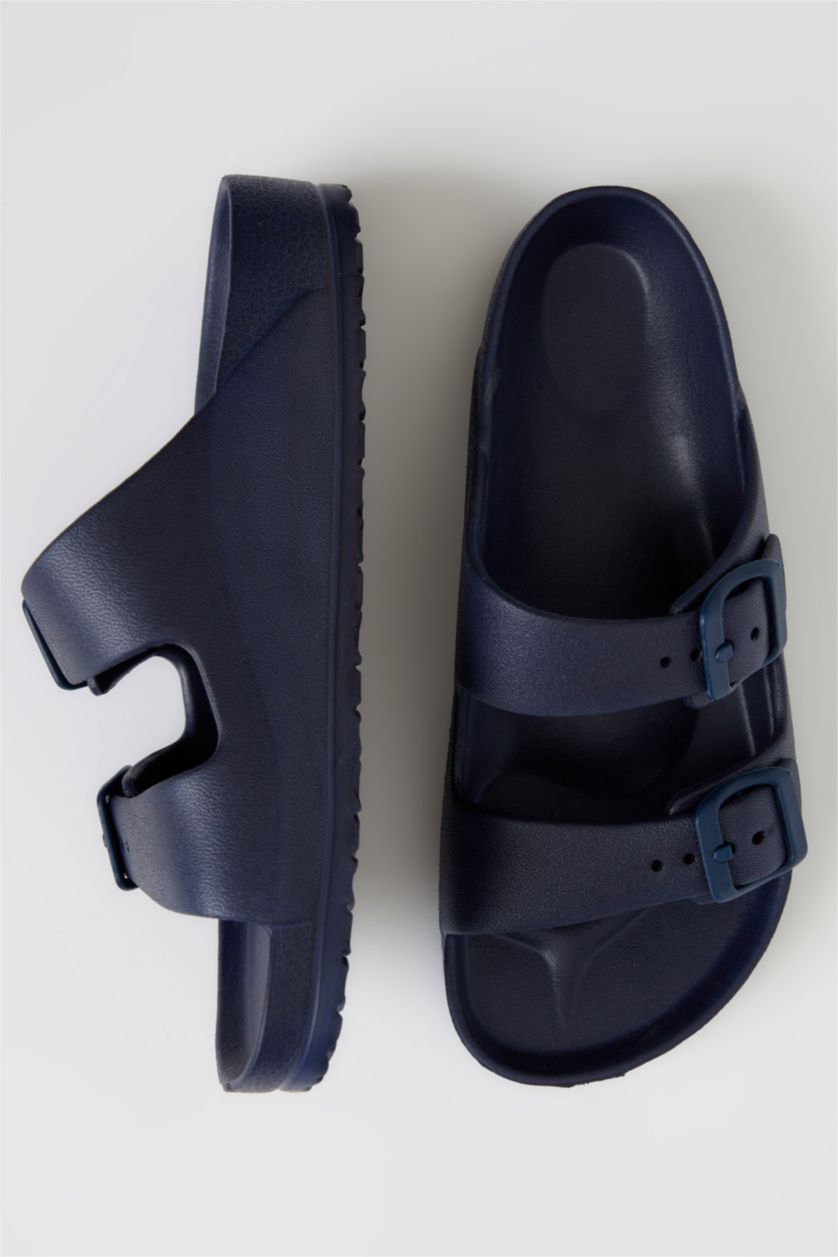 Erkek Çocuk - Genç Erkek Lacivert Erkek Çocuk Eva Çift Bant Tokalı Terlik