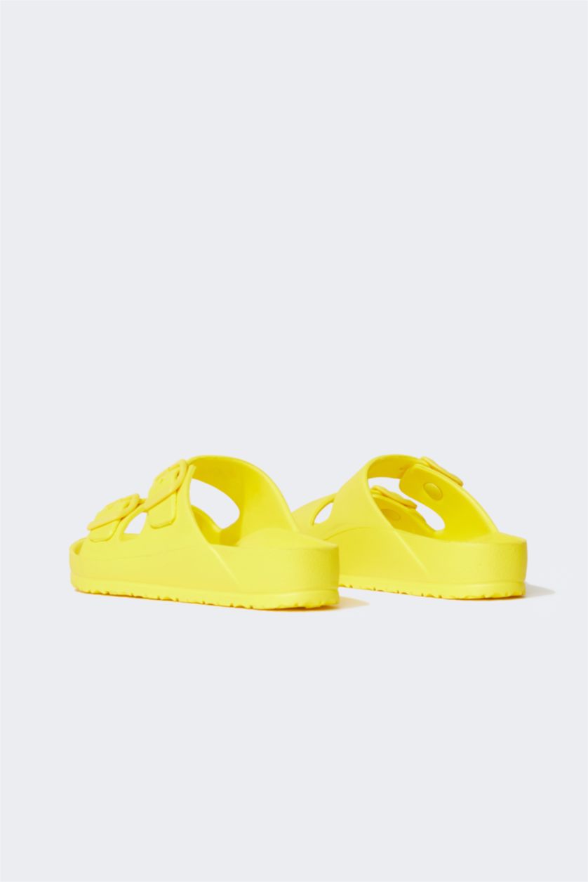 Erkek Çocuk - Genç Erkek Sarı Erkek Çocuk Eva Çift Bant Tokalı Terlik