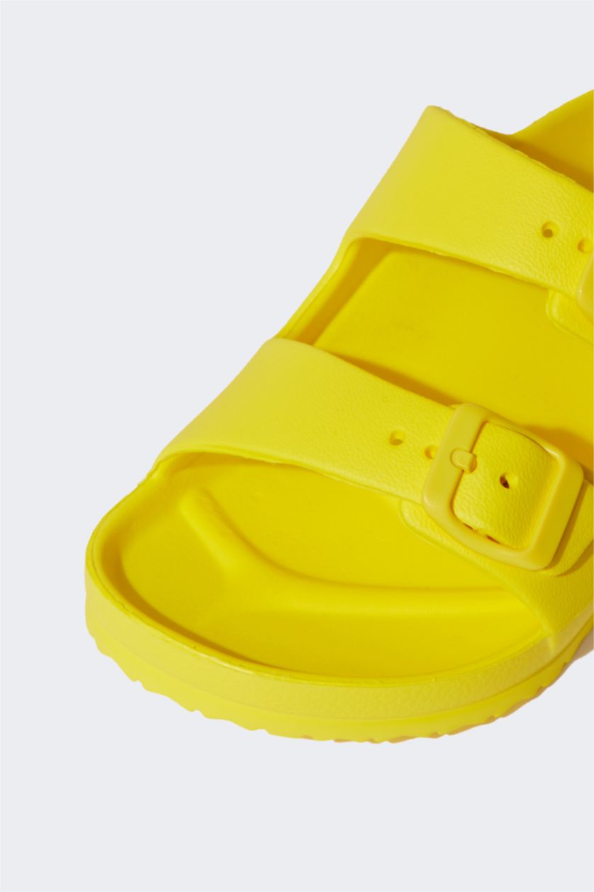 Erkek Çocuk - Genç Erkek Sarı Erkek Çocuk Eva Çift Bant Tokalı Terlik