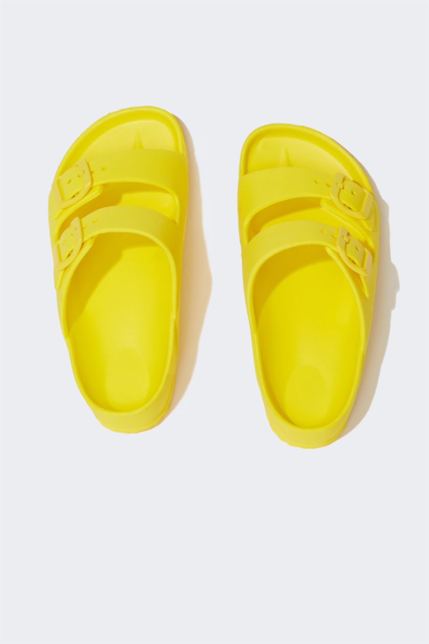 Erkek Çocuk - Genç Erkek Sarı Erkek Çocuk Eva Çift Bant Tokalı Terlik