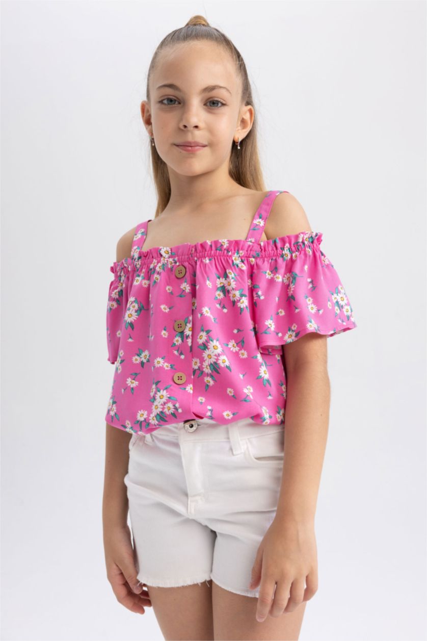 FILLES Rose Blouse à manches courtes Manche Courte