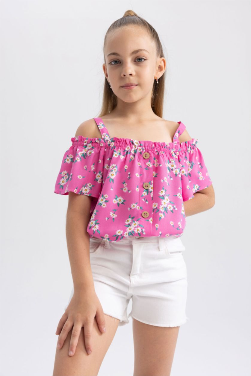 FILLES Rose Blouse à manches courtes Manche Courte