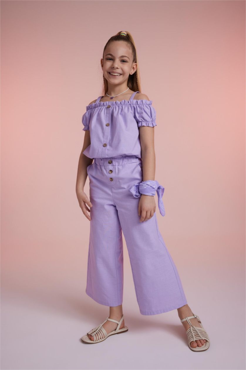 FILLES Violet Clair Chemisier à manches courtes avec bretelles pour fille