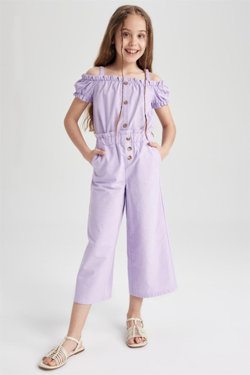 FILLES Violet Clair Chemisier à manches courtes avec bretelles pour fille