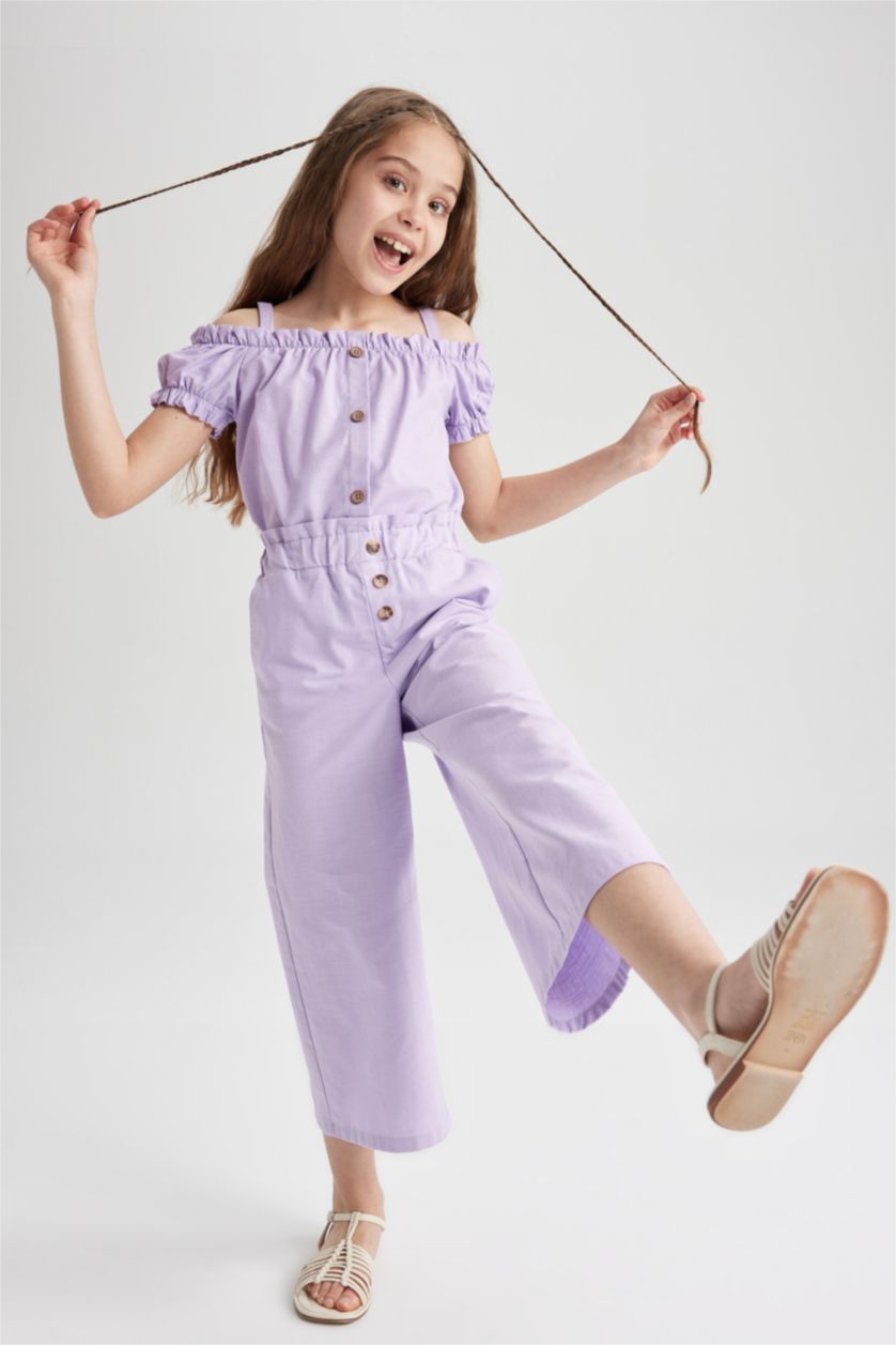 FILLES Violet Clair Chemisier à manches courtes avec bretelles pour fille