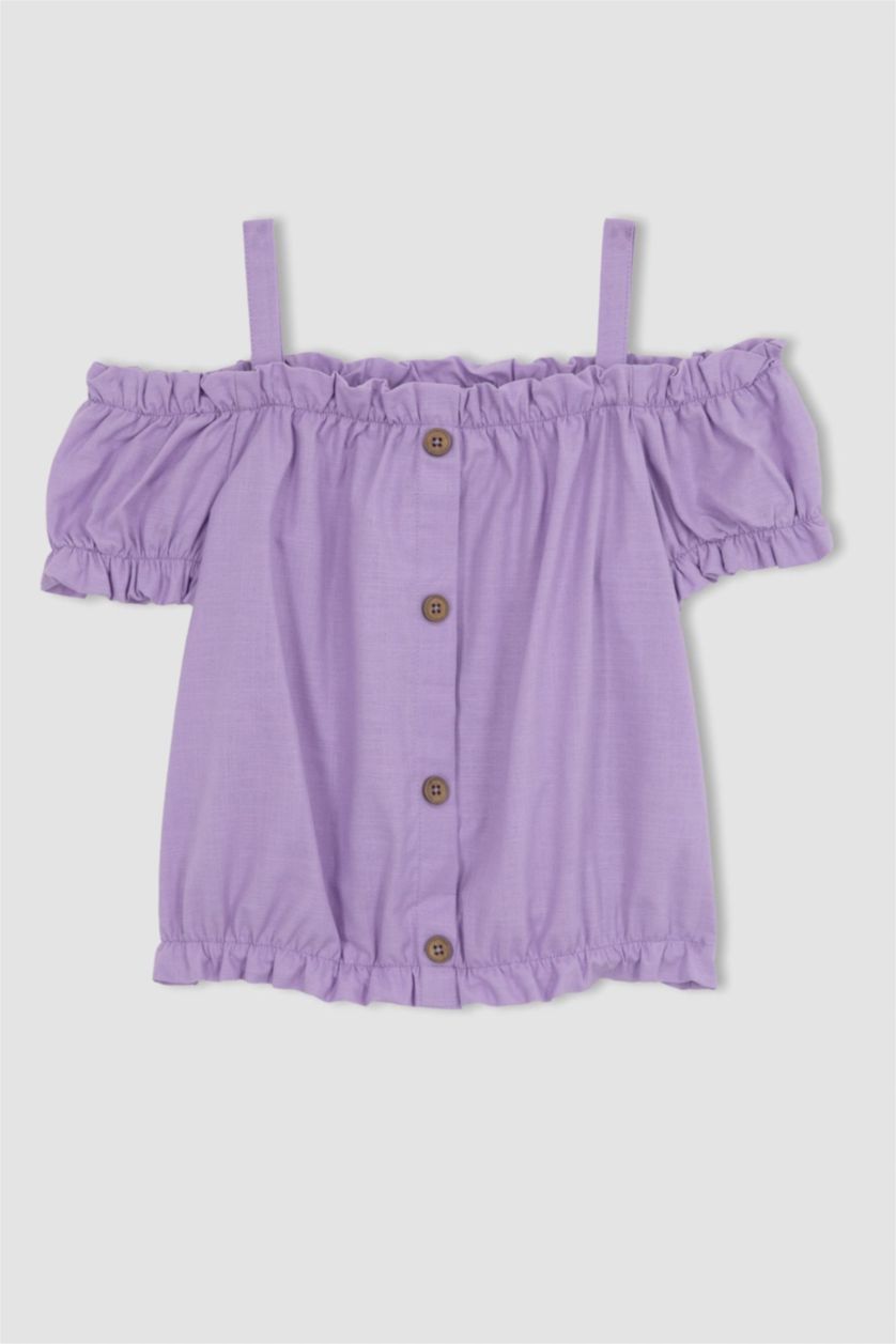 FILLES Violet Clair Chemisier à manches courtes avec bretelles pour fille