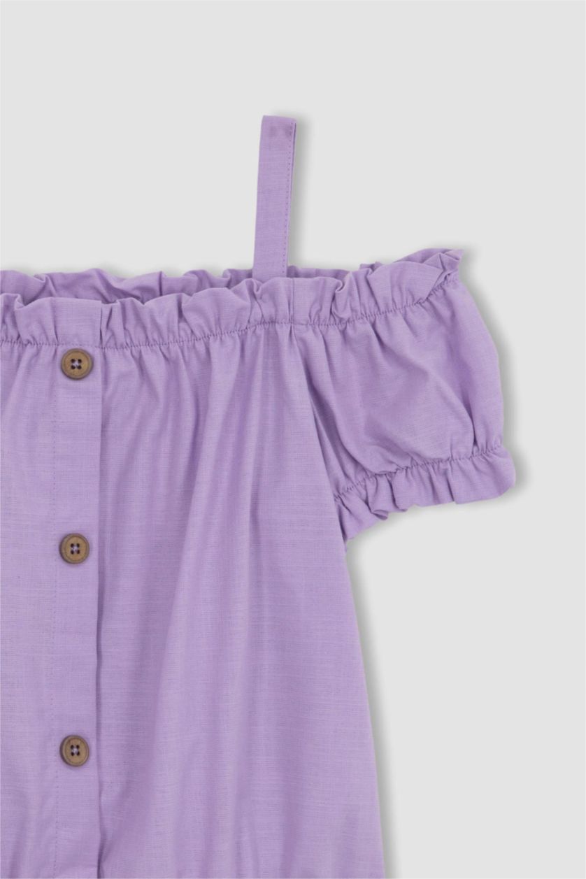 FILLES Violet Clair Chemisier à manches courtes avec bretelles pour fille