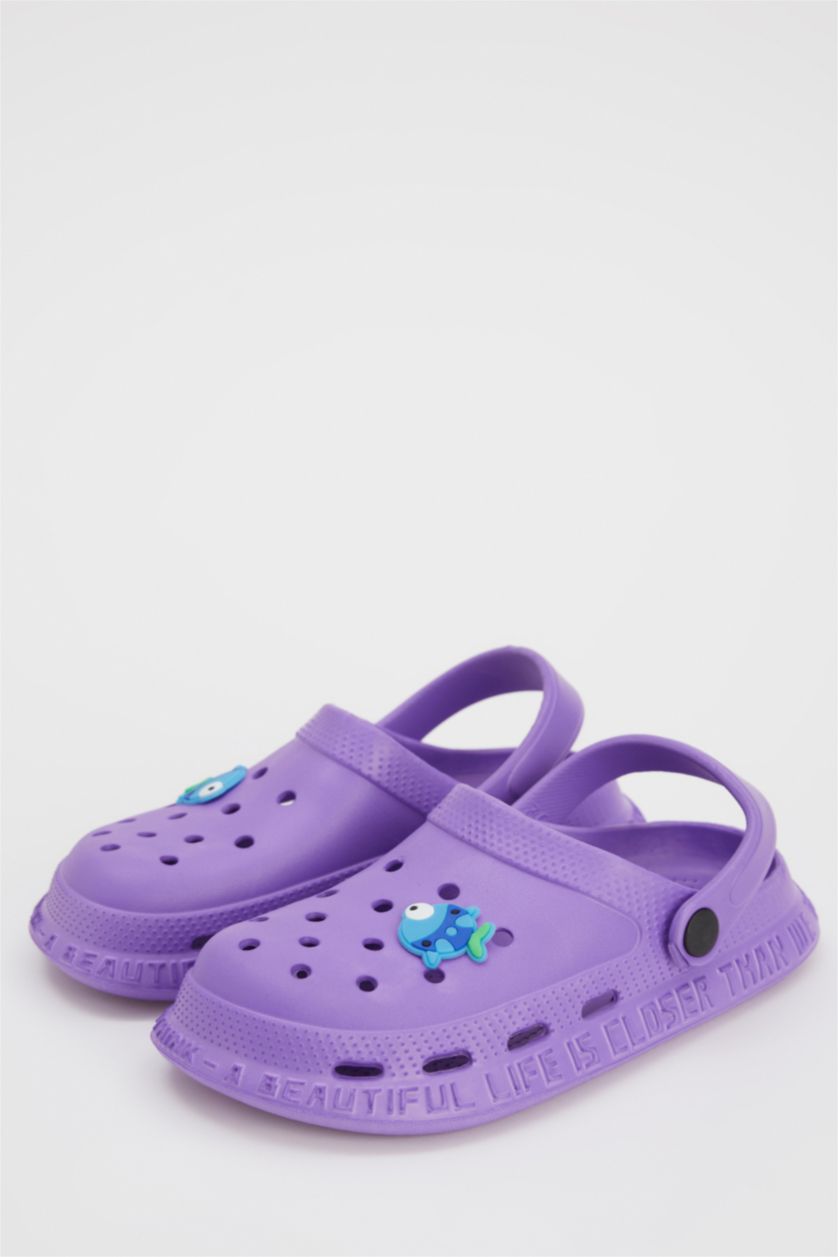 Girls & Teens Purple Girl Fish Patterned Beach Sandals Slippers