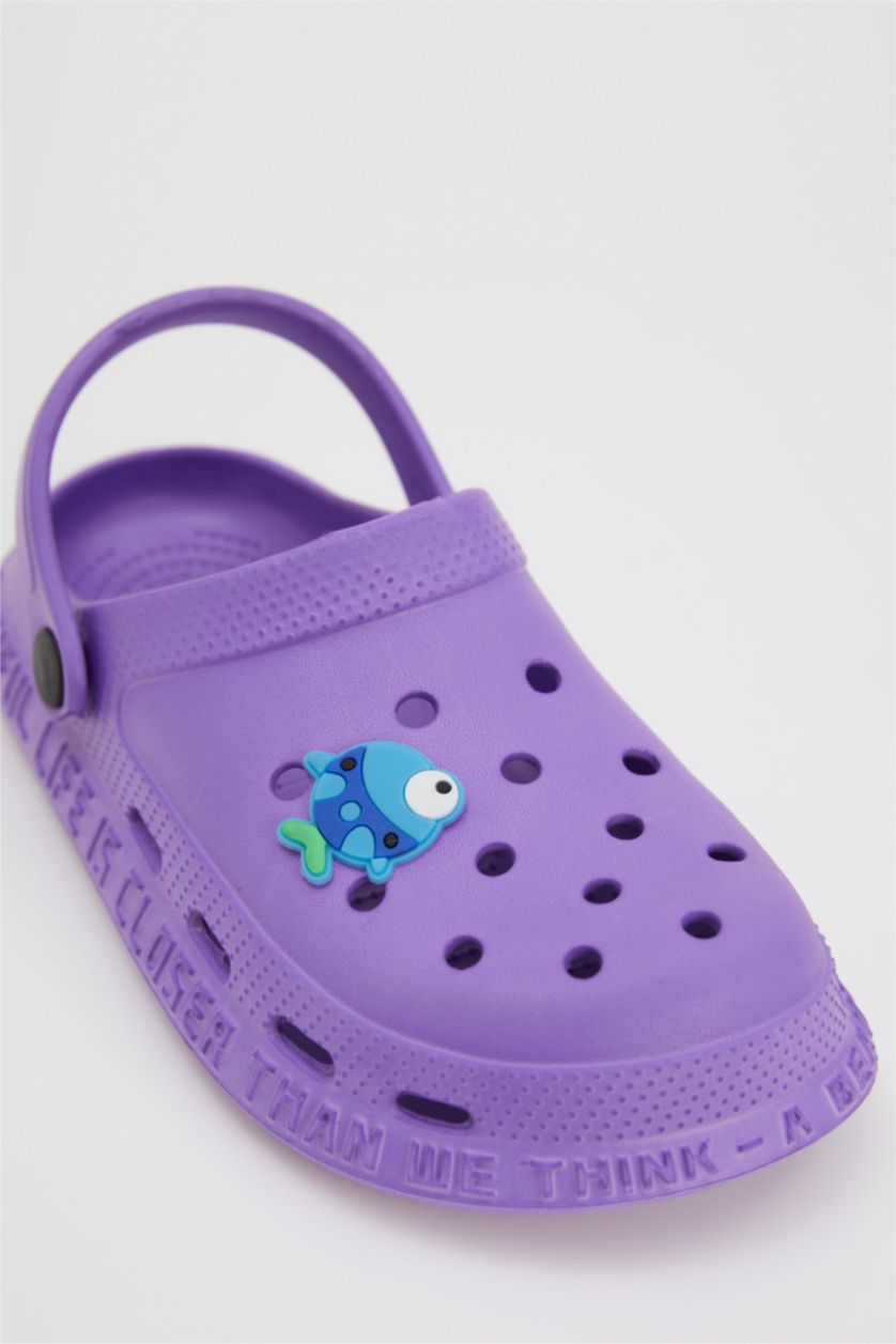Girls & Teens Purple Girl Fish Patterned Beach Sandals Slippers