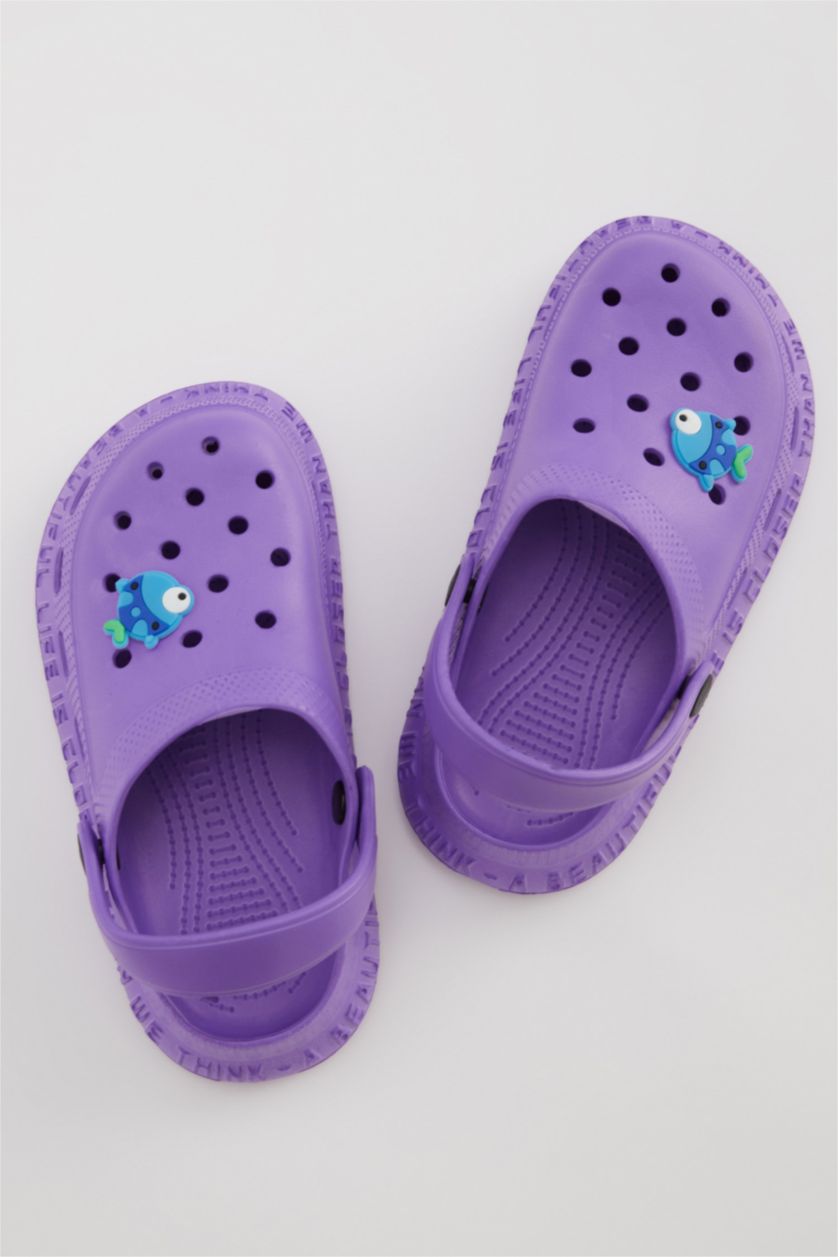 Girls & Teens Purple Girl Fish Patterned Beach Sandals Slippers