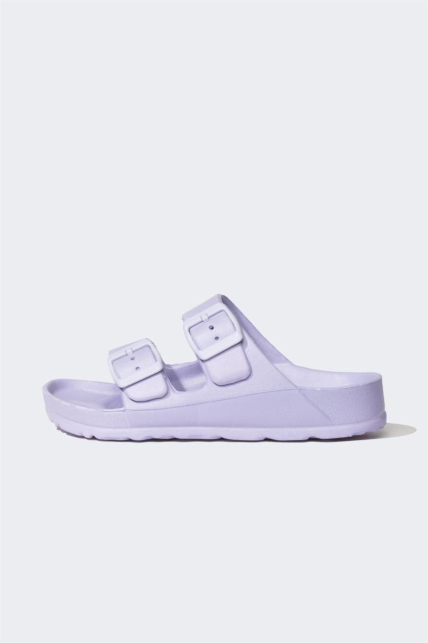 Kız Çocuk - Genç Kız Lila Eva Çift Bantlı Tokalı Terlik Kız Çocuk