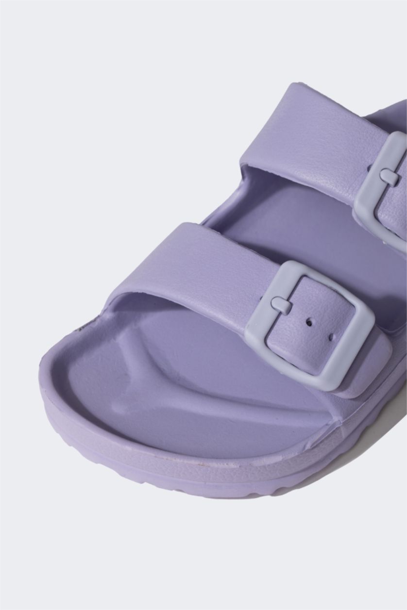 Kız Çocuk - Genç Kız Lila Eva Çift Bantlı Tokalı Terlik Kız Çocuk