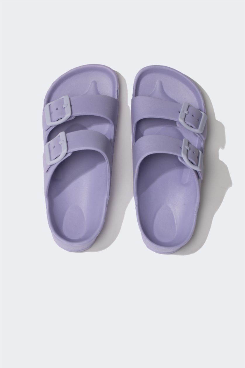 Kız Çocuk - Genç Kız Lila Eva Çift Bantlı Tokalı Terlik Kız Çocuk