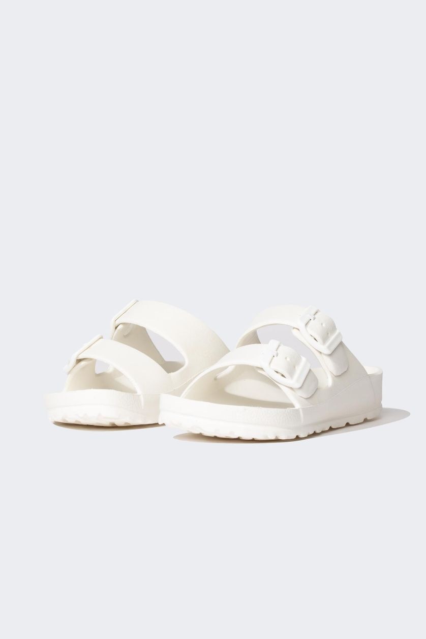 Девочки и подростки Белый Сланцы с двойным ремешком для девочек