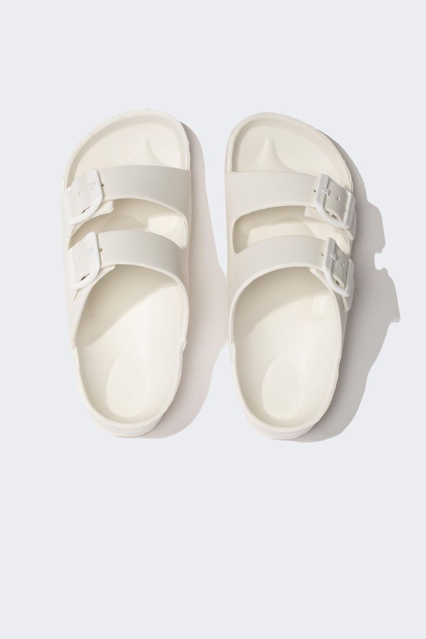 Девочки и подростки Белый Сланцы с двойным ремешком для девочек