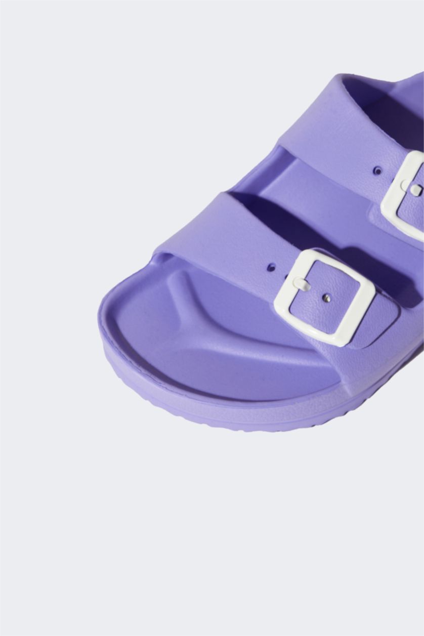 Young Girls - Teen Girls Purple Girl Eva Double Band Buckled Slippers