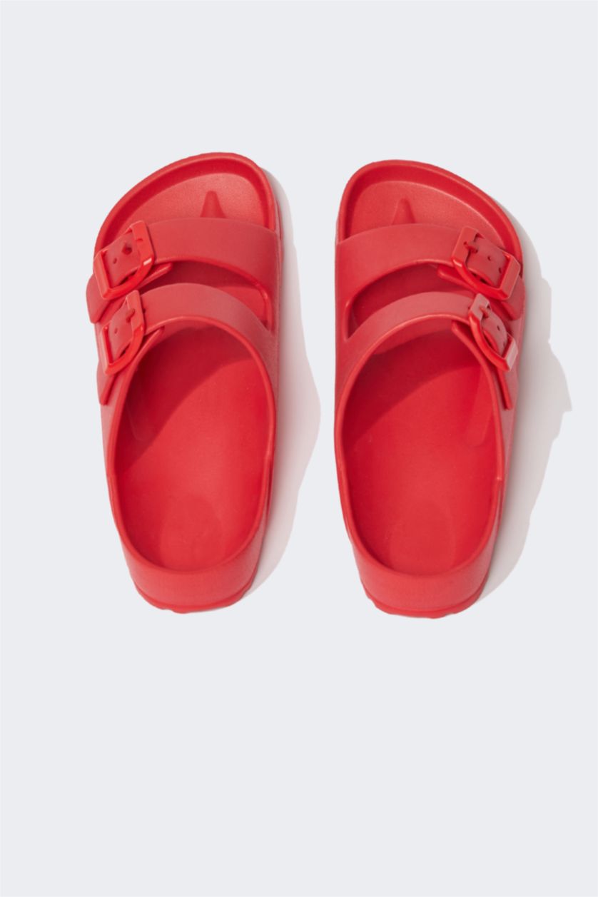 Девочки и подростки Красный Сланцы с двойным ремешком для девочек