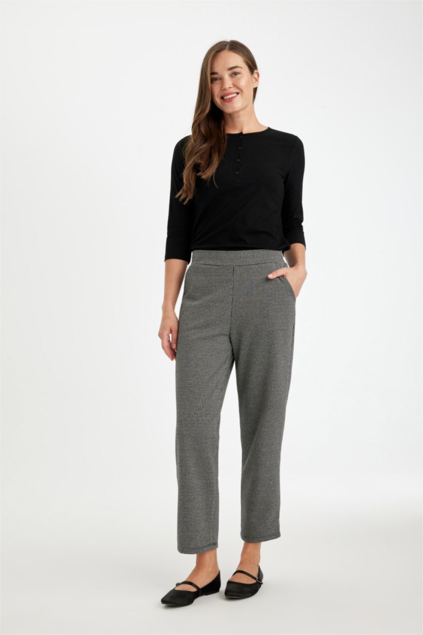 FEMME Noir Pantalon Jogging avec imprimé et taille élastique