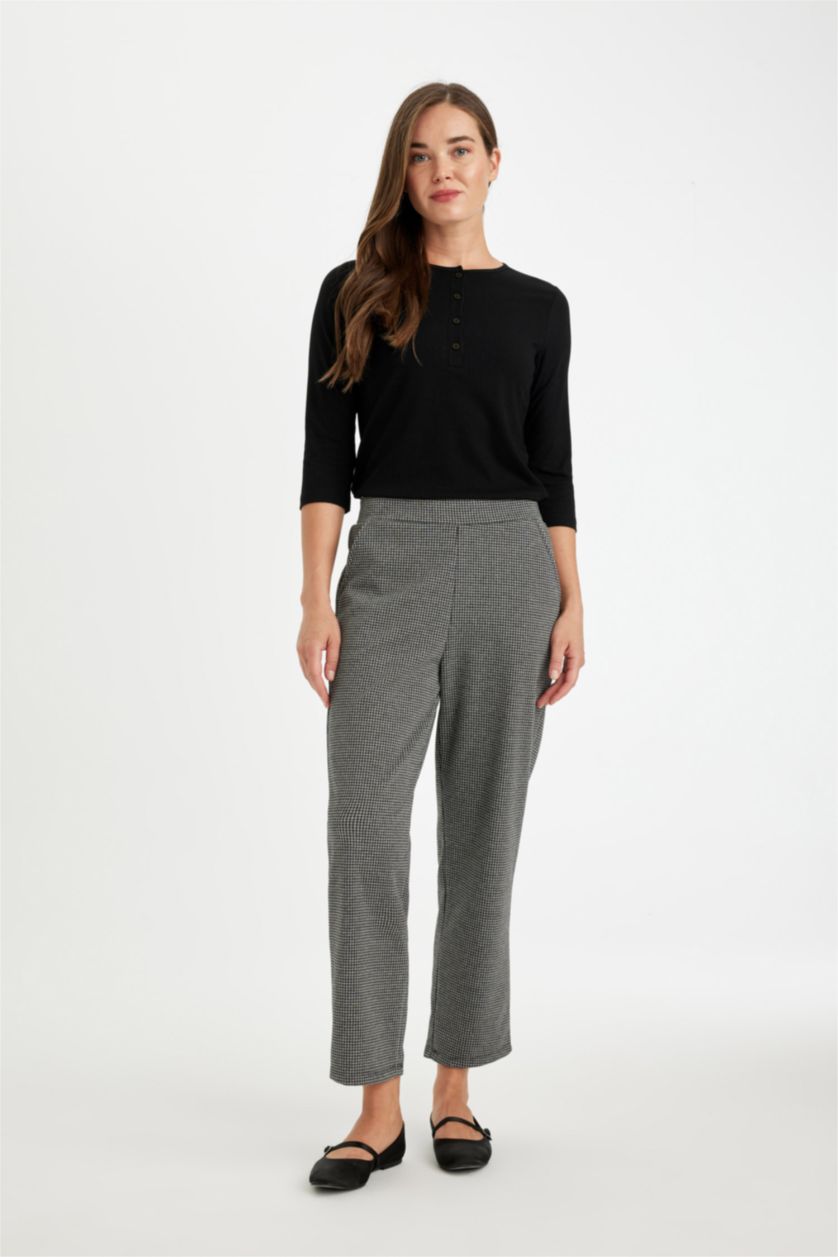 FEMME Noir Pantalon Jogging avec imprimé et taille élastique