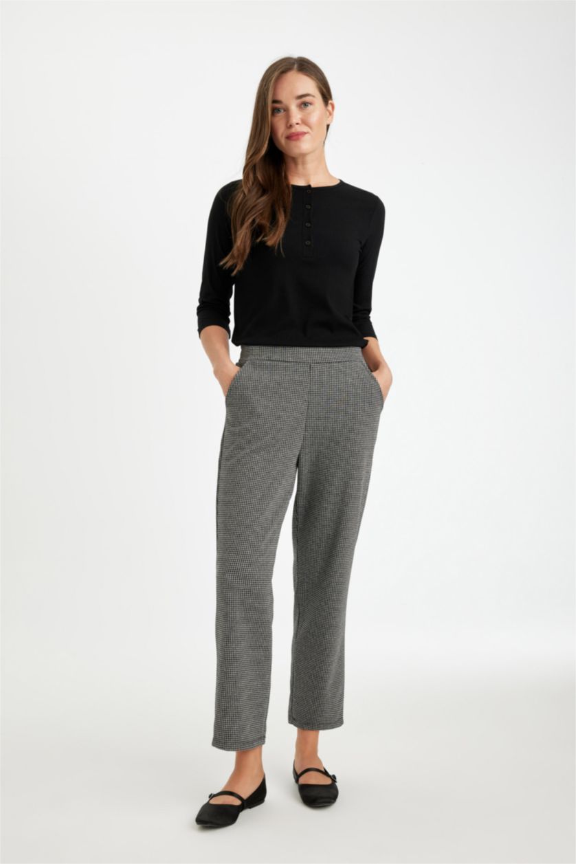 FEMME Noir Pantalon Jogging avec imprimé et taille élastique