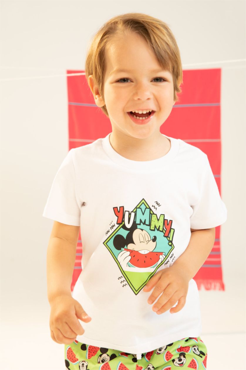 Erkek Bebek Ekru Erkek Bebek Disney Mickey & Minnie Tişört Deniz Şort Takım