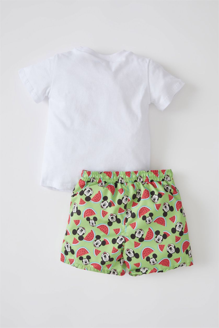 Erkek Bebek Ekru Erkek Bebek Disney Mickey & Minnie Tişört Deniz Şort Takım