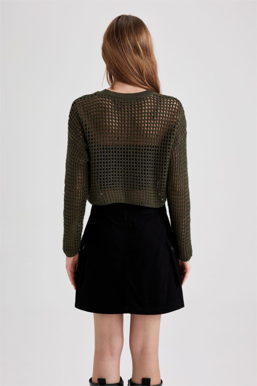 FEMME Vert Pull De Travail À Trou Ras Du Cou Coupe Classique