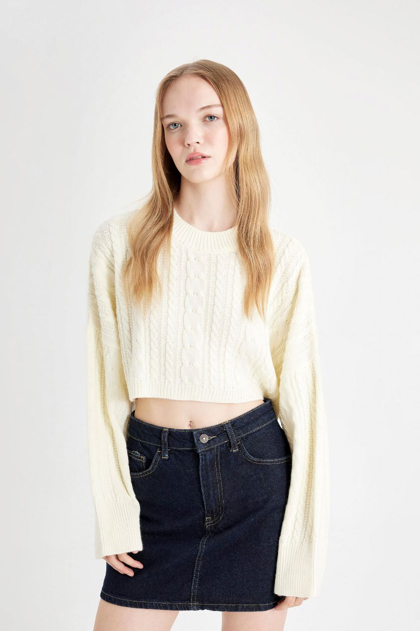 Woman Ecru Regular Fit Knitwear Pullover