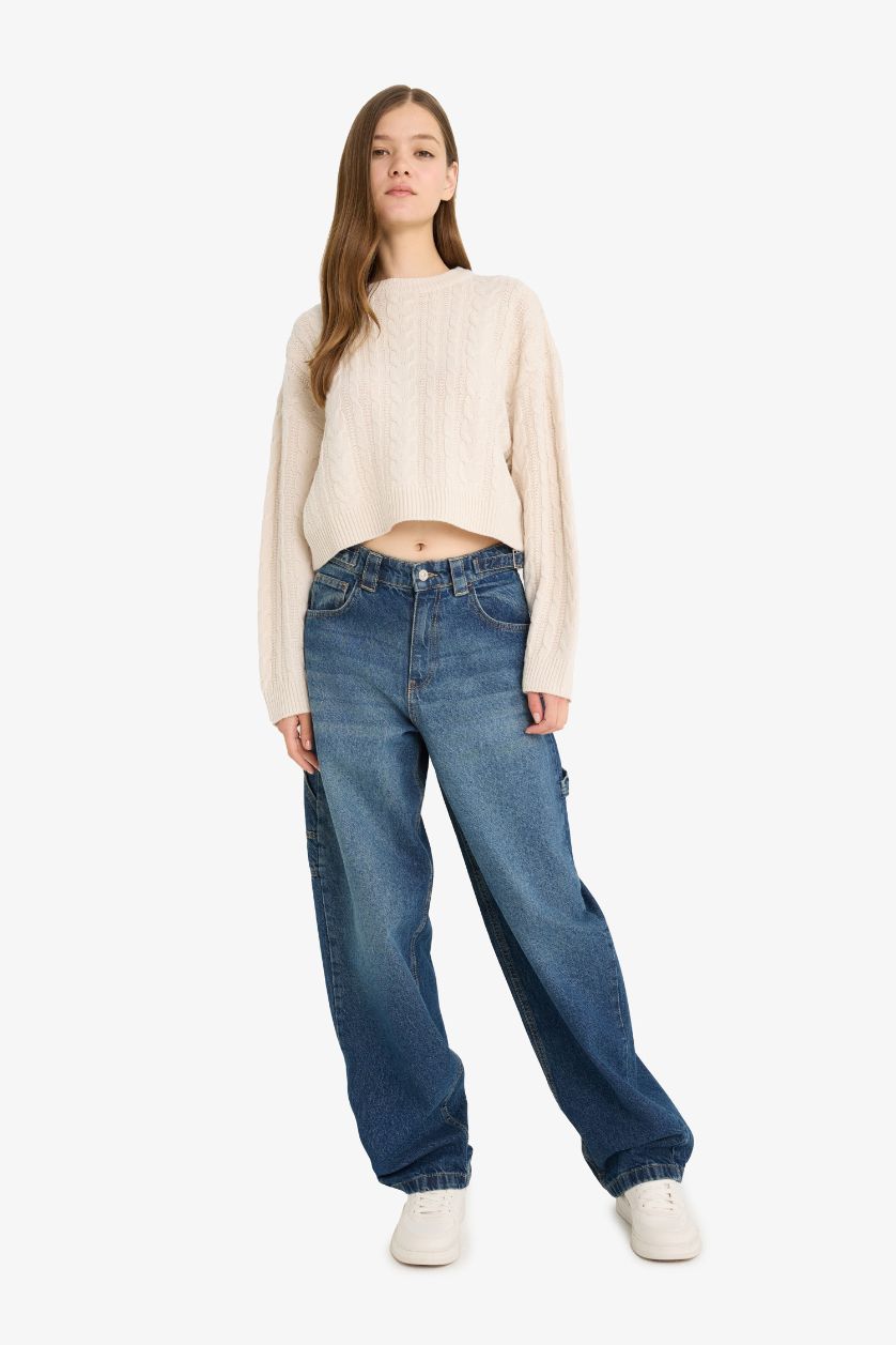 WOMAN Ecru Regular Fit Crew Neck Knitted Pullover