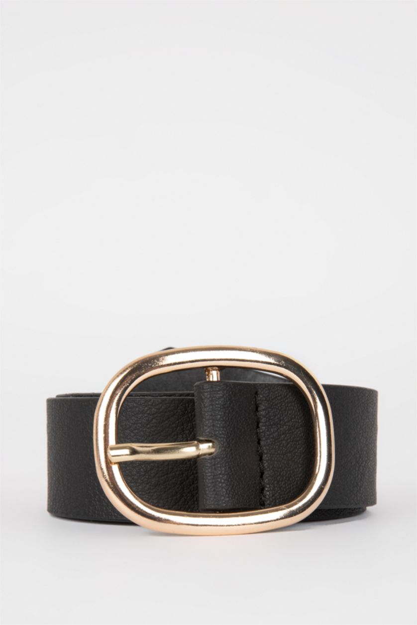 Kadın Siyah Kadın Suni Deri Elbise Kemeri