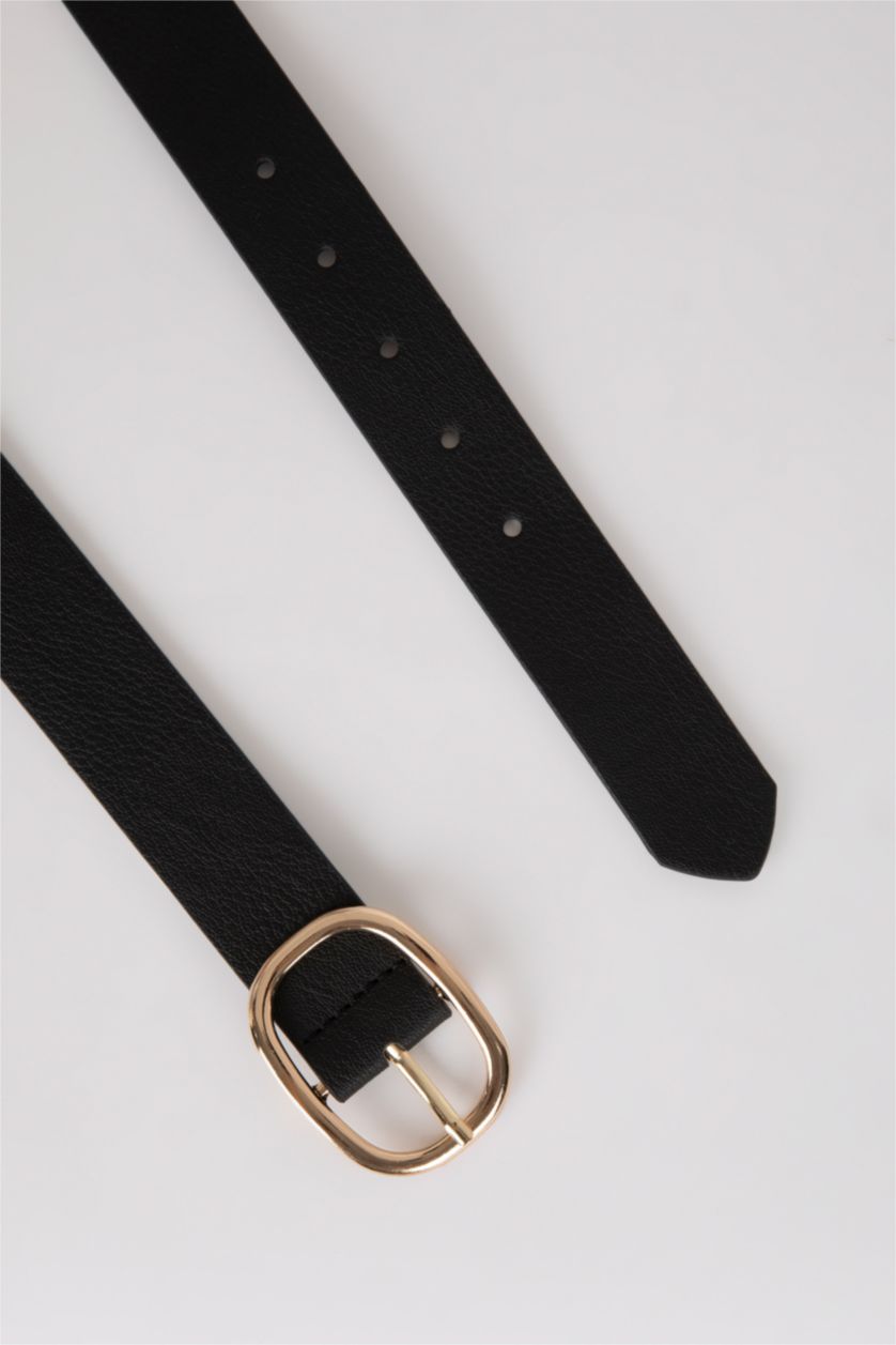 Kadın Siyah Kadın Suni Deri Elbise Kemeri