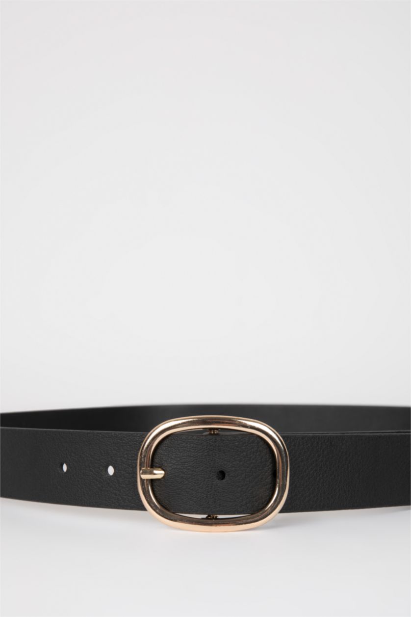 Kadın Siyah Kadın Suni Deri Elbise Kemeri