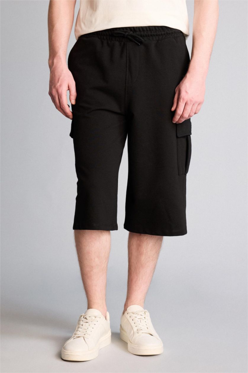 Man Black Slim Fit Thin Sweatshirt Fabric Tall Short