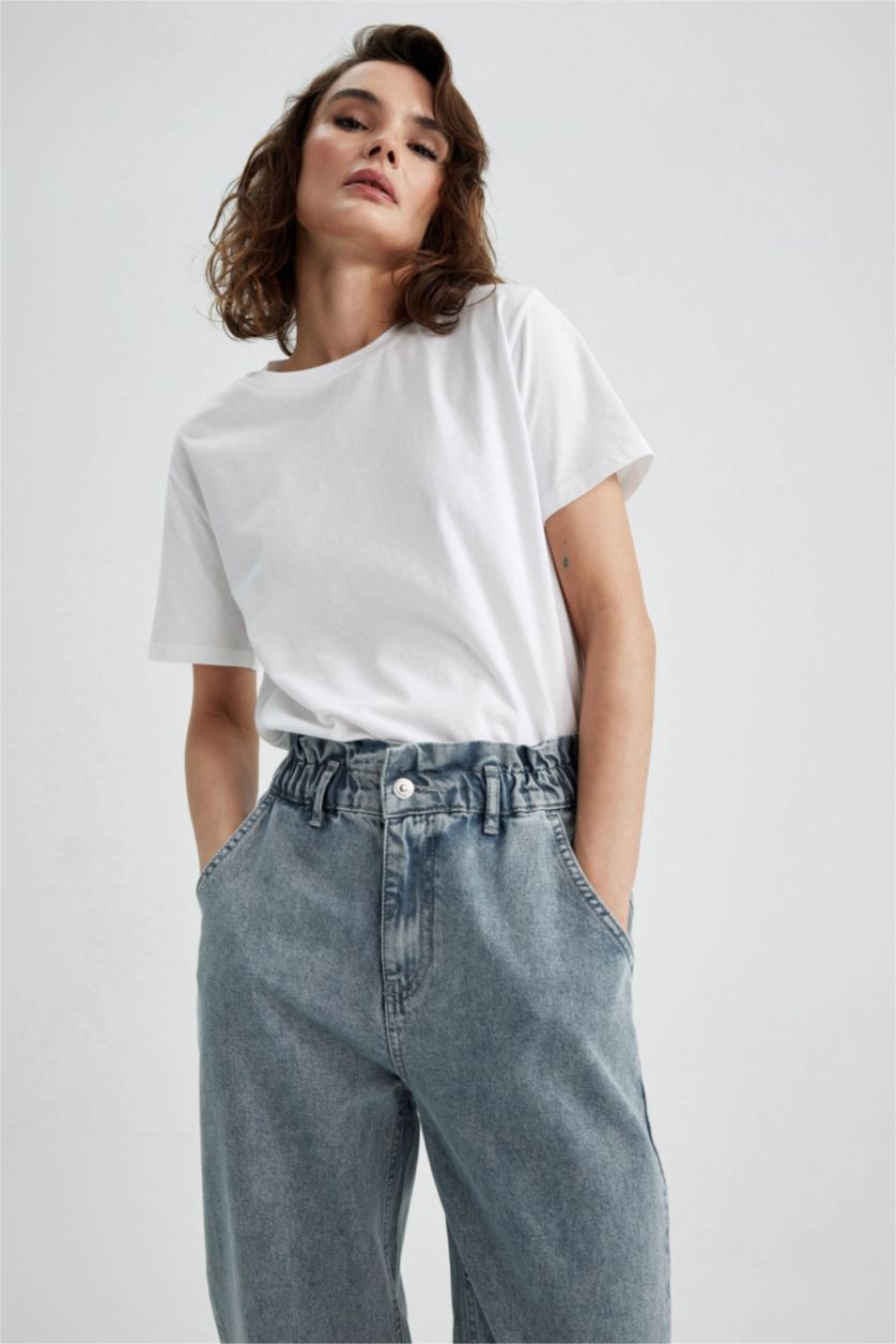 Woman White Long Fit Short Sleeve T-Shirt