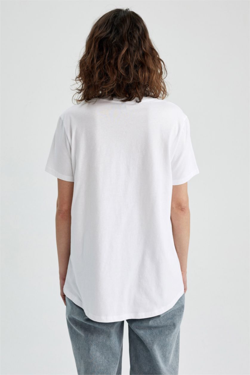 Woman White Long Fit Short Sleeve T-Shirt