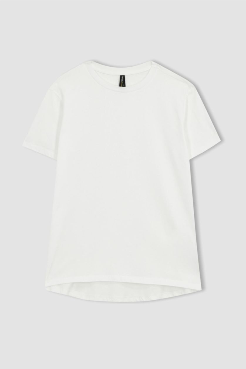 Woman White Long Fit Short Sleeve T-Shirt
