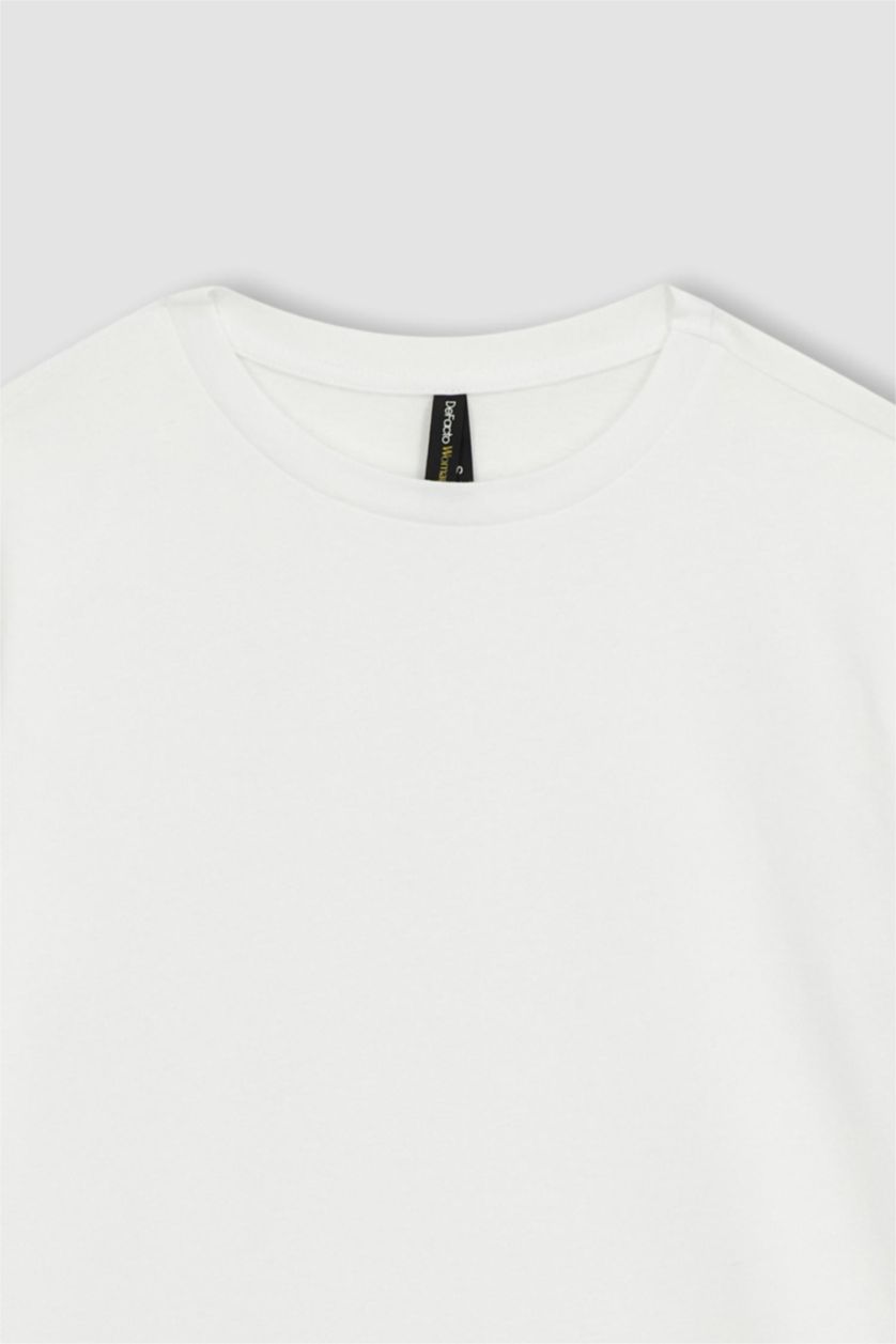 Woman White Long Fit Short Sleeve T-Shirt