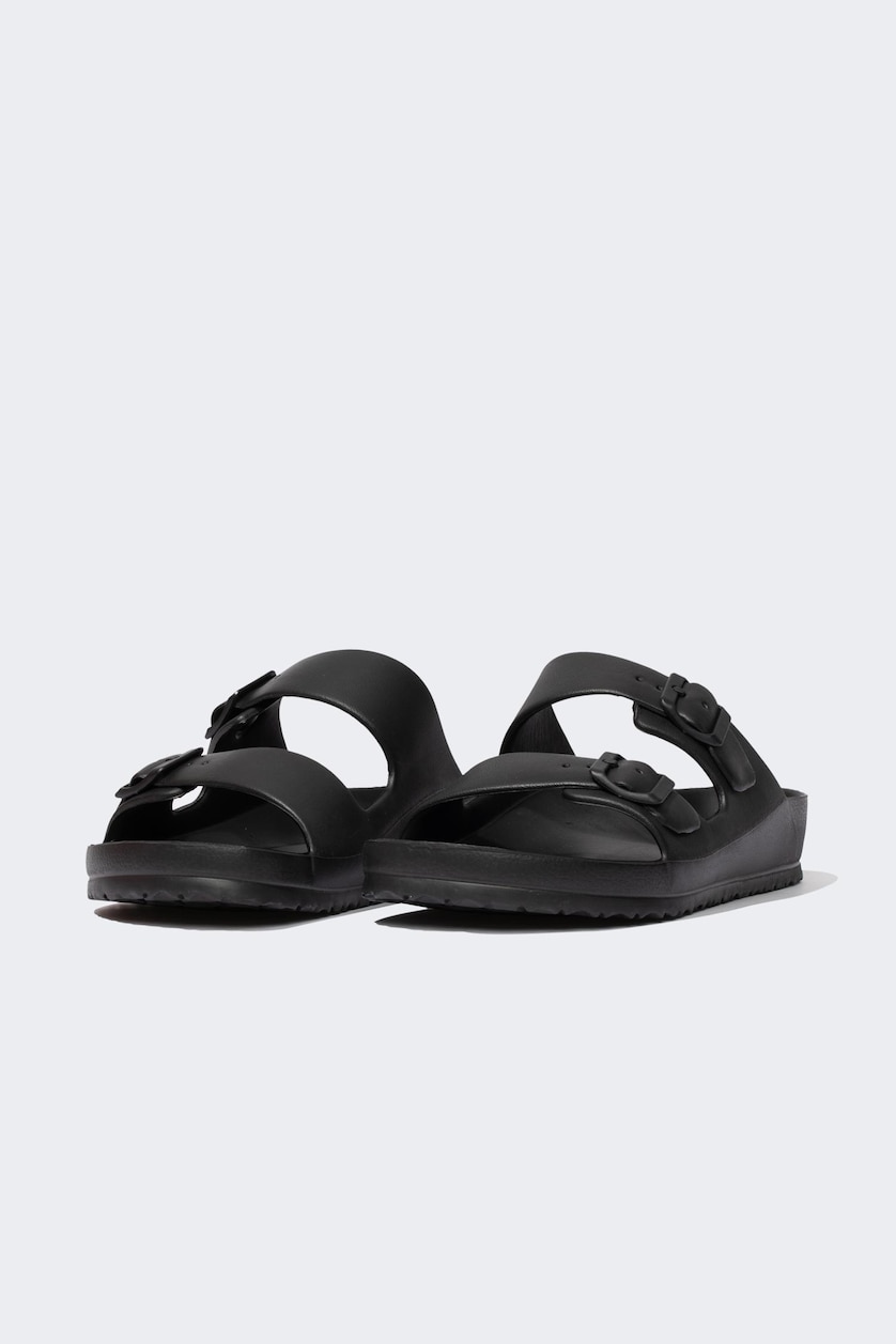 رجال أسود Man Flat Sole Double Band Eva Slippers