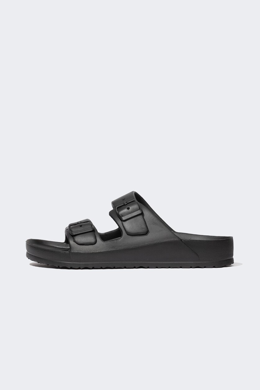 رجال أسود Man Flat Sole Double Band Eva Slippers