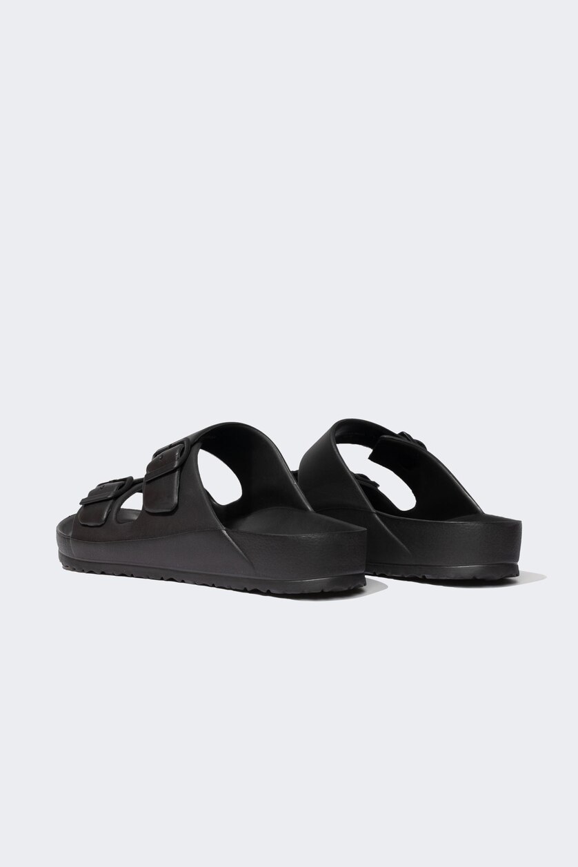 رجال أسود Man Flat Sole Double Band Eva Slippers