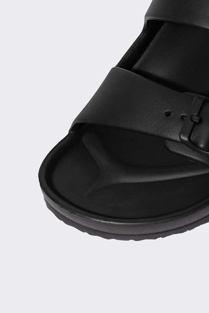 رجال أسود Man Flat Sole Double Band Eva Slippers